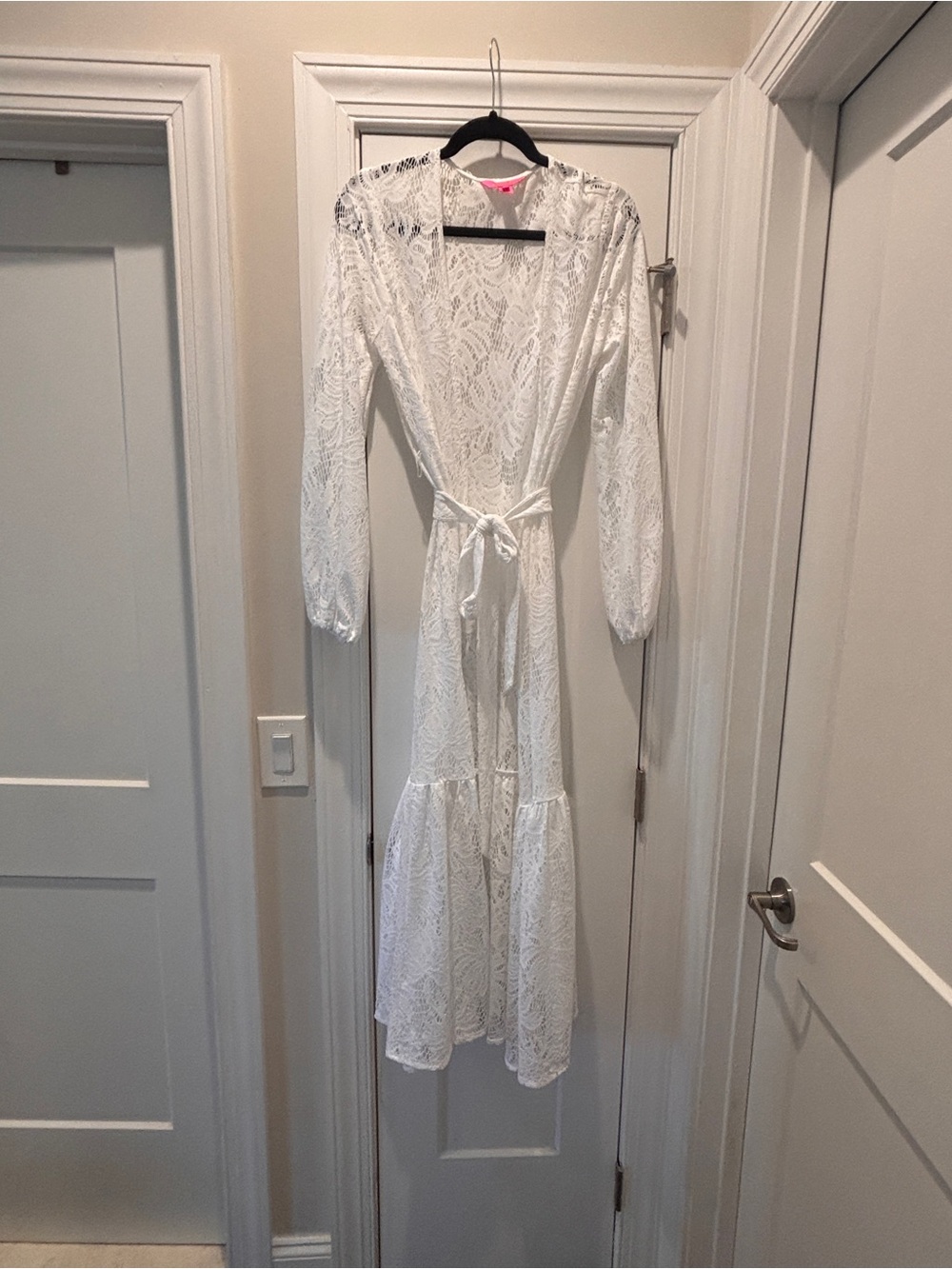 Lilly Pulitzer White Lace Swim Coverup Maxi with Tie Waist